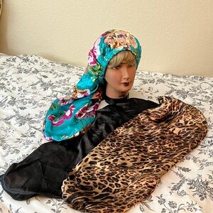 Floral ,black and Leopard Print Headwrap Set of 3